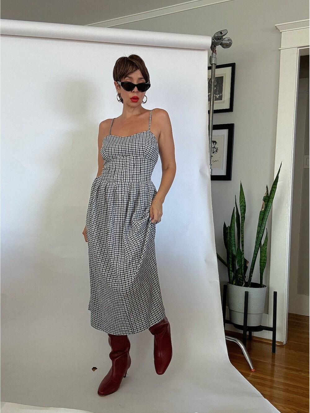 Gingham Midi Dress